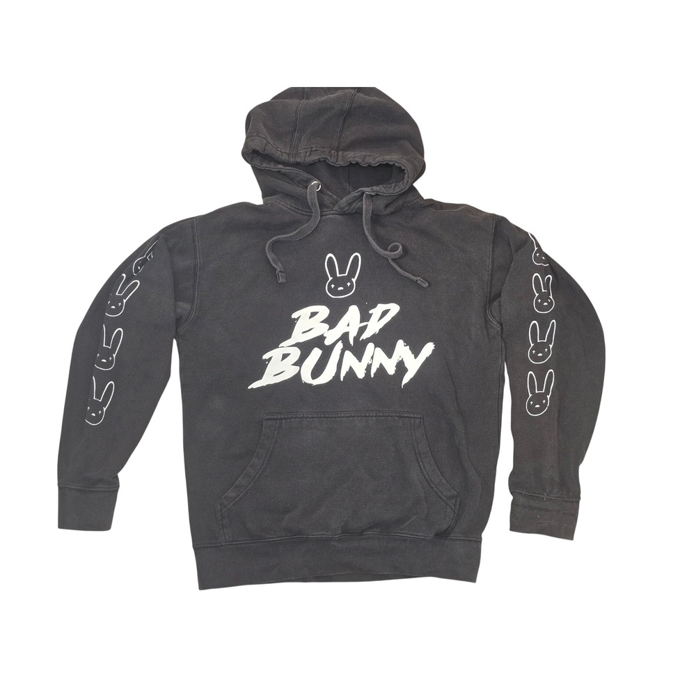 Bad Bunny Cotton Heritage Black Graphic Hoodie Sweatshirt Mens Medium